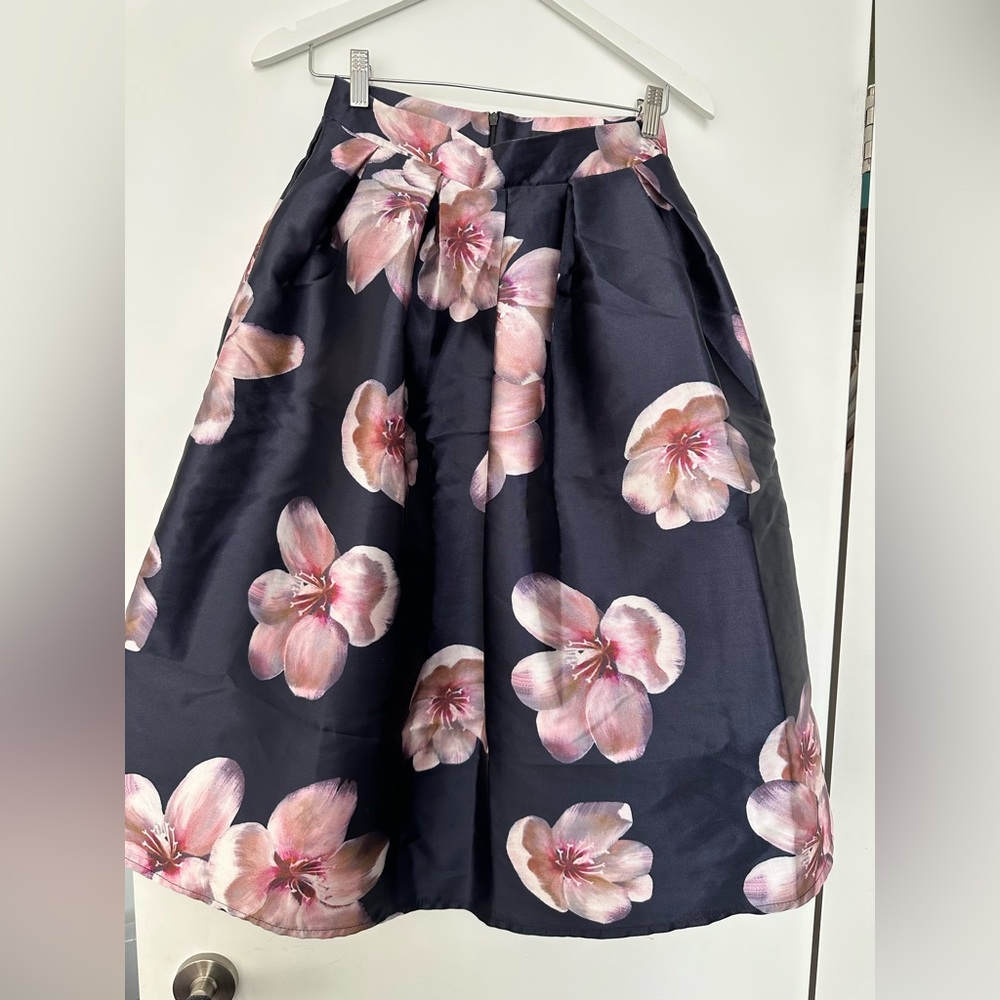 Midi floral skirt fit and flaire skirt
